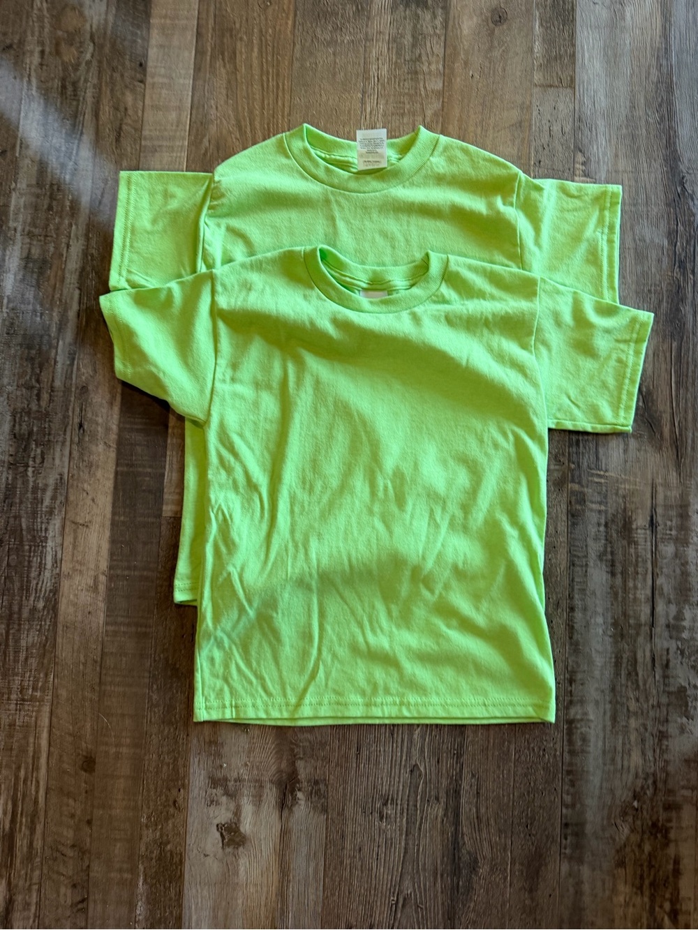 Hanes EcoSmart Neon Lime Green Kids Short Sleeve Tee Sz 6-8